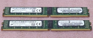 ◆Micron MTA18ADF2G72PZ-2G3B1 2枚セット *PC4-19200/DDR4-2400/PC4-2400T ECC Registered 288Pin VLP DDR4 RDIMM 32GB(16GB x2) 動作品