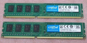 ∠Crucial CT204864BD160B 2枚セット *PC3L-12800U/DDR3L-1600 Micronチップ 240Pin DDR3 UDIMM 32GB(16GB x2) 動作品