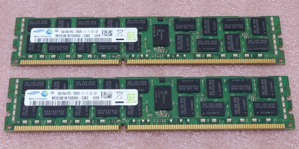 ∠Samsung M393B1K70DH0-CK0 2枚セット *PC3-12800R/DDR3-1600 ECC REG/Registered 240Pin DDR3 RDIMM 16GB(8GB x2) 動作品