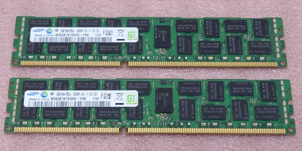 ΦSamsung M393B1K70DH0-YH9 2枚セット *PC3L-10600R/DDR3L-1333 ECC REG/Registered 240Pin DDR3 RDIMM 16GB(8GB x2) 動作品