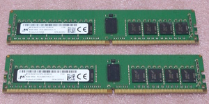 ●Micron MTA18ASF1G72PZ-2G3B1 2枚セット *PC4-19200/DDR4-2400/PC4-2400T ECC REG/Registered 288Pin DDR4 RDIMM 16GB(8GB x2) 動作品