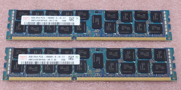 ◎Hynix HMT31GR7BFR4A-H9 2枚セット *PC3L-10600R/DDR3L-1333 ECC REG/Registered 240Pin DDR3 RDIMM 16GB(8GB x2) 動作品