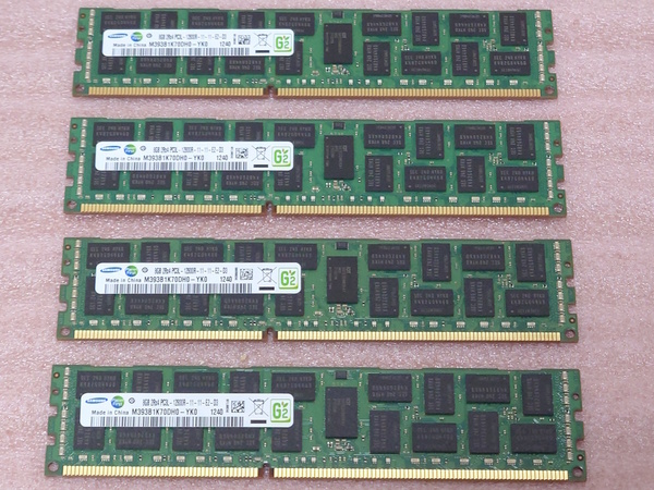 ◎Samsung M393B1K70DH0-YK0 4枚セット - PC3L-12800R/DDR3L-1600 ECC REG/Registered 240Pin DDR3 RDIMM 32GB(8GB x4) 動作品