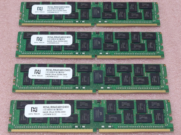 ∠HPC RD4LR64G48H2400 4枚セット *PC4-19200/DDR4-2400 SK hynixチップ ECC LoadReduced 288Pin DDR4 LRDIMM 256GB(64GB x4) 動作品