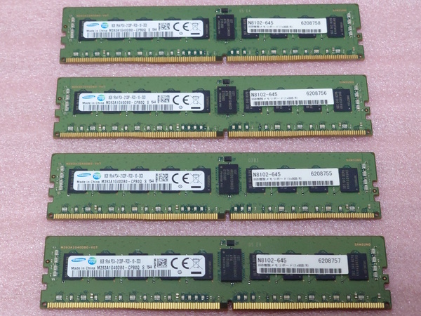 ◎Samsung M393A1G40DB0-CPB0Q 4枚セット *PC4-17000/DDR4-2133/PC4-2133P ECC REG/Registered 288Pin DDR4 RDIMM 32GB(8GB x4) 動作品