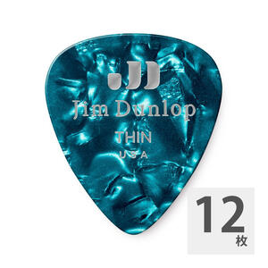 JIM DUNLOP 483 Genuine Celluloid Turquoise Pearloid Thin guitar pick ×12 sheets 