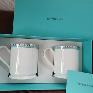 未使用　TIFFANY&Co. ティファニー マグカップ ペア Tiffany TIFFANY&Co プラチナブルーバンド 