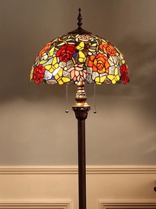  feeling of luxury overflow * on goods stain do lamp stained glass antique floral print retro atmosphere . stylish * Tiffany technique lighting floor stand 