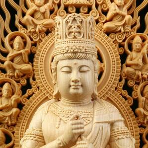 仏教美術 精密彫刻 仏像 手彫り 木彫仏像 大日如来座像 高さ約28cm の画像5