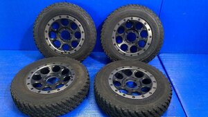 XTREME-J クロ 16インチ アルミホイール 16x5.5J オフセット+20 5穴 PCD:139.7 4本セット タイヤ付 ジムニー JB23W から外し