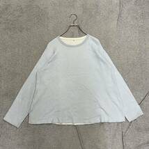 1円スタート! （14）無印良品 MUJI 柔らかコットンカットソー 長袖Tシャツ ロンT サイズL ライトブルー 水色 レディース トップス 最落なし_画像1