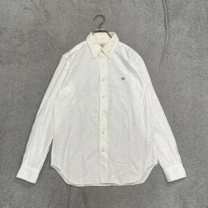 1円スタート （14）KATO AAA カトー ボタンダウンシャツ 長袖シャツ サイズM コットン ホワイト 白 ワンポイント メンズ トップス 最落なしの画像1