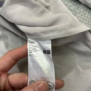 1円スタート! （16）UNIQLO ユニクロ 七分丈 バンドカラー長袖シャツ サイズXXL ヘンリーネック グレー 無地 レディース トップス 最落なしの画像7