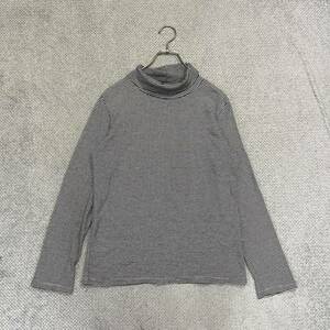 1円スタート! （16）無印良品 MUJI タートルネックカットソー 長袖Tシャツ ロンT サイズXL ボーダー コットン レディース トップス 最落無