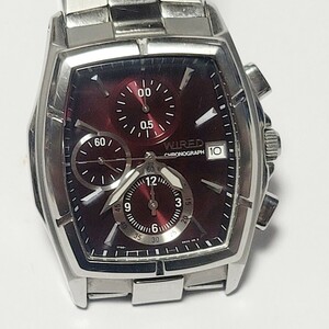 メンズ腕時計 SEIKO セイコー WIRED ワイアード 7T92-0KB0 赤系 ワインレッド文字盤 デイト クロノグラフ