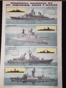 ヤフオク S3 超貴重 冷戦ロシア軍 兵士 教育用 軍艦 艦船 ポスター mil