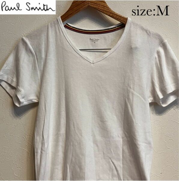 【複数割】ポールスミス PaulSmith 半袖Tシャツ　白　無地　Mサイズ