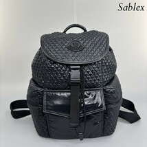 1円【新品未使用】モンクレール／リュック ブラックアストロ キルティング レザー　 "ASTRO BACKPACK バックパック&　メンズリュック_画像1