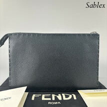 1円【未使用】FENDI フェンディ クラッチバッグ バッグバグス モンスター 7VA350 ブラック イエロー レザー セレリア セカンドバッグ_画像4