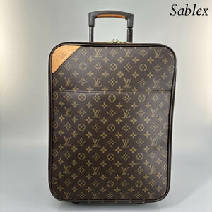 1円【超極美品】LOUIS VUITTON ルイヴィトン LV モノグラム ぺガス45 キャリーバッグ スーツケース 旅行 鞄 機内持ち込みかばん ブラウン