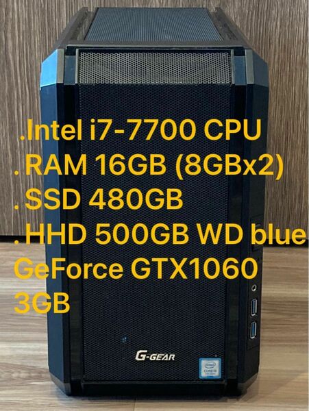 G-GEAR MINI i7-7700 16GB 480GB SSD 500GB HHD GTX1060