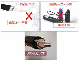 USB充電式　緑★レーザーポインター　強力光線　カラス撃退　現場指示　アウトドア