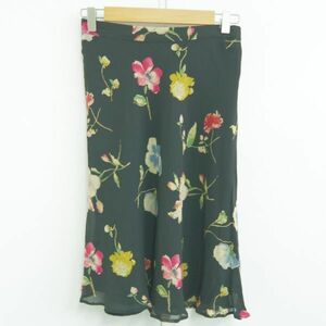 #01[ prompt decision ]* Max Mara MaxMara* knee under height silk skirt black × flower size 42 #882716