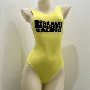 37 Leotard (M size degree )* high leg lustre yellow yellow color black black * race queen cosplay * elasticity equipped man .
