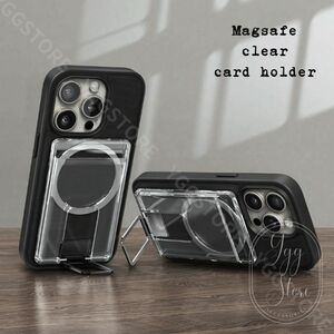 magsafe カードケース カードホルダー スマホスタンド 強力 2枚 スリム 透明 クリア シルバー マグネット スマートフォン ビジネス デコ