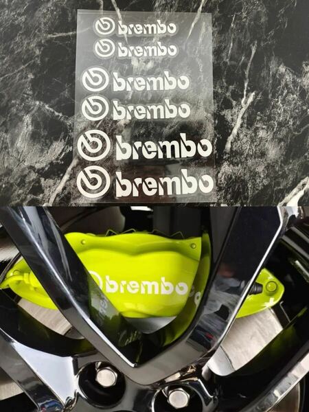 bremboブレンボブレーキキャリパー耐熱ステッカー6枚セットホワイトシルバー