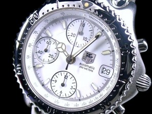 * ultimate beautiful goods TAG HEUER TAG Heuer Sel chronograph CG2110-R0 bulge .-7750 self-winding watch white beautiful!*