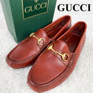  прекрасный товар GUCCI Gucci Loafer bit Loafer обувь для вождения бизнес обувь шланг bit GG кожа кожа Brown size 29cm