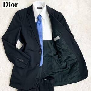 美品 Christian Dior クリスチャンディオール スーツ　セットアップ メンズ センターベント 肩パッドあり ブラック 黒 ウール