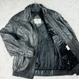 XL large size Aquascutum Aquascutum leather jacket blouson men's black black original leather 