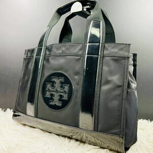 美品 A4 TORY BURCH トリーバーチ トートバッグ ハンドバッグ ブラック 黒 ナイロン エナメル PC収納 メンズ