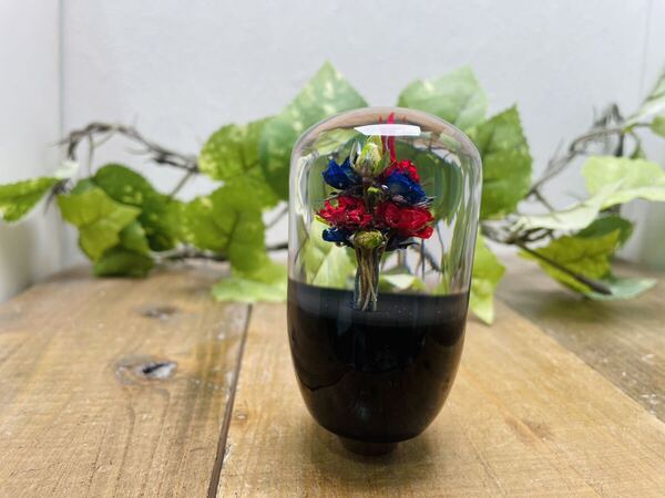 水中花 シフトノブ 赤・青・緑のミニ薔薇 黒