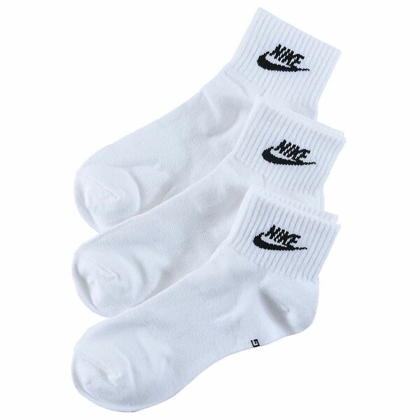 【送料無料】ナイキ(NIKE) アンクルソックス アンクル エッセンシャル 3Pクォーターソックス 3足セットSK0110-101 25〜27cm(L)