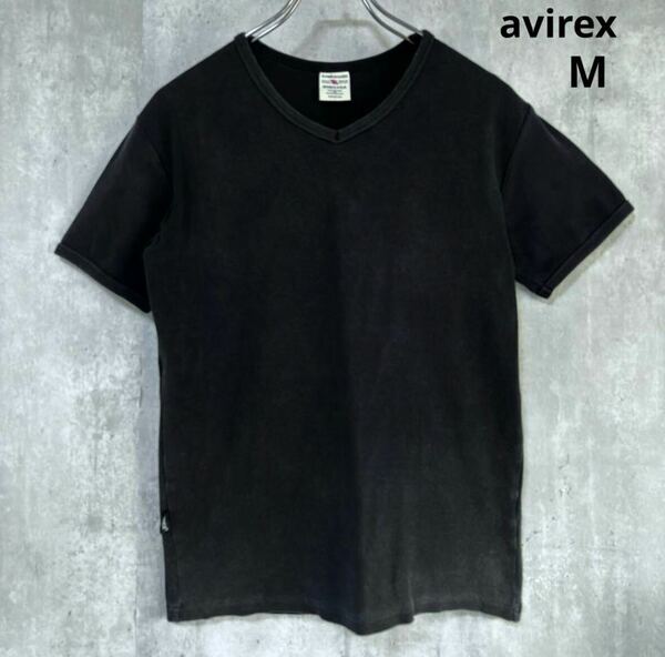 アヴィレックス　avirex Tシャツ　黒　M ポリウレタン5%