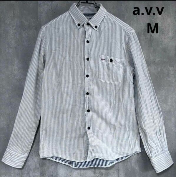 アーヴェヴェ　a.v.v HOMME シャツ　M 白紺