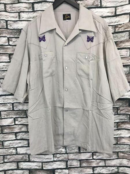 ★Needles ニードルス★22SS KP186 S/S Cowboy One-Up Shirt パピヨン刺繍オープンカラーカウボーイ半袖シャツ