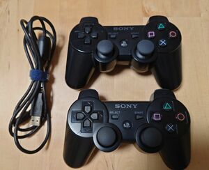 【ジャンク】 PS3 ワイヤレスコントローラー DUALSHOCK 3 CECHZC2J ケーブル セット