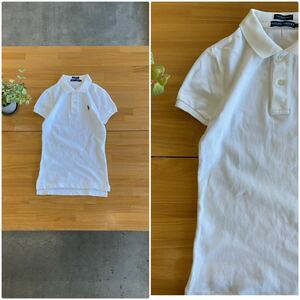 polo ralph lauren Polo Ralph Lauren embroidery Logo polo-shirt short sleeves blouse side slit cut and sewn tops white color series S size 