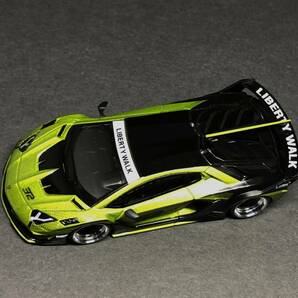 TSMモデル 1/64 LB-Silhouette WORKS Lamborghini Aventador GT EVO Lime LHD 改 深リム MINI GTの画像6