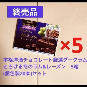 終売品 明治 本格洋酒チョコレート とろける冬の厳選ダークラム&レーズン 5箱 (個包装20本)セット 送料込