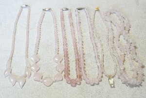 B2005 rose quartz color stone necklace Vintage accessory large amount together . summarize set sale pendant SILVER contains 