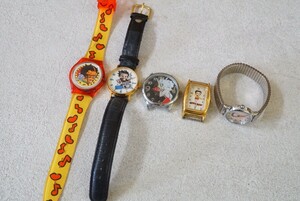 F283 BETTY BOOP/ベティブープ ベティちゃん 5点セット 腕時計 フェイス クォーツ アクセサリー レディース 大量 まとめて おまとめ 不動品