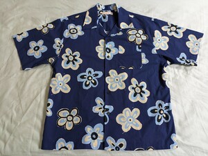 ユニクロ UNIQLO×MARNI マルニ 半袖シャツ 花柄 フラワー Lサイズ 紺 コットン100% 即決