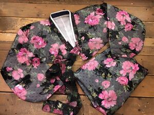 韓国 民族衣装 チマチョゴリ 伝統衣装 ブラック/ピンク 花柄 レディース ドレス