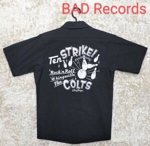 【希少☆】Sサイズ THE COLTS TEN STRIKE ANNIVERSARY 半袖ワークシャツ/黒◆レッドキャップボディ★コルツ (5121)