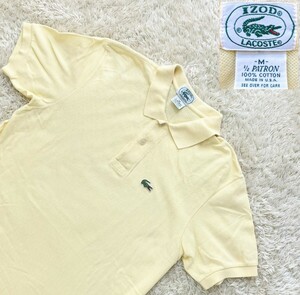 【80〜90s★USA製】1/2 Patron(Mサイズ) 美品 IZOD LACOSTE 半袖ポロシャツ/黄◆アイゾッドラコステ (4)